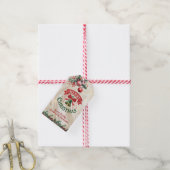 Red and Green Holly Holiday Gift Tag Geschenkanhänger (Mit Garn)