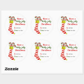 Red and Green Holly Jolly Weihnachtsgeschenk-Label Runder Aufkleber (Blatt)