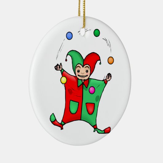 Red and Green Juggling Jester Keramikornament (Rechts)