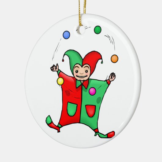 Red and Green Juggling Jester Keramikornament (Links)