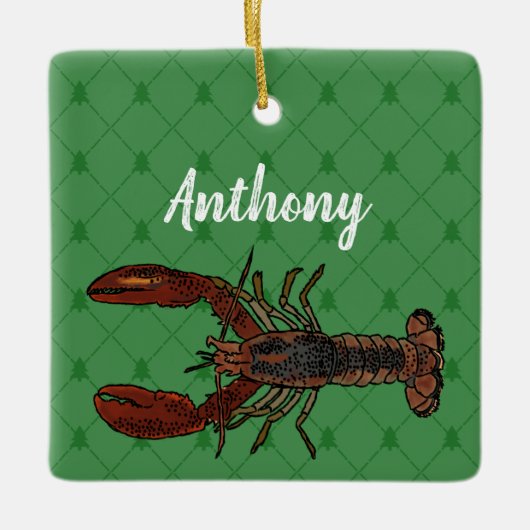 Red and Green Lobster Personalized Keramikornament (Vorderseite)