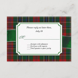 Red and Green MacClain Tartan Wedding RSVP Karte