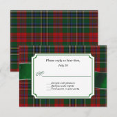 Red and Green MacClain Tartan Wedding RSVP Karte (Vorne/Hinten)