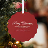 Red and Green Merry Christmas Photo Wreath Ornament Karte