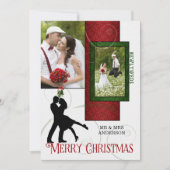 Red and Green Newlywings 1. Weihnachts 2 Foto Karte (Vorderseite)