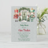Red and Green Nutcracker Baby Shooter Einladung (Stehend Vorderseite)