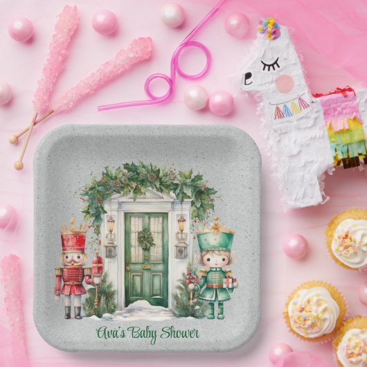 Red and Green Nutcracker Baby Shooter Pappteller (Party)