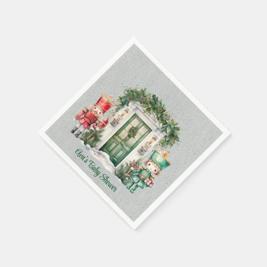 Red and Green Nutcracker Baby Shooter Serviette (Ecke)