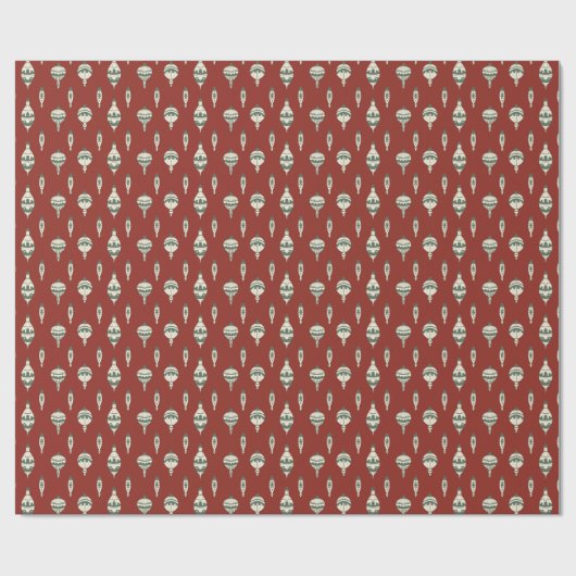 Red and Green Ornament Holiday Gift Wrap Geschenkpapier (Flach)