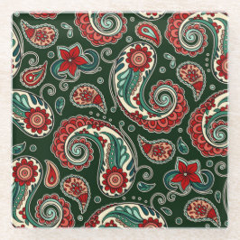 Red and Green Paisley Coaster Glasuntersetzer