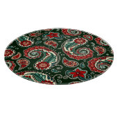 Red and Green Paisley Round Cutting Board Schneidebrett (Ecke)