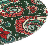 Red and Green Paisley Round Cutting Board Schneidebrett (Ecke)