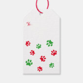 Red and Green Paw Prints Muster Weihnachten Geschenkanhänger (Vorderseite)