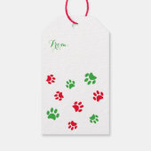 Red and Green Paw Prints Muster Weihnachten Geschenkanhänger (Rückseite)