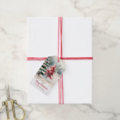 Red and Green Pine Trees Christmas Geschenkanhänger (Mit Garn)