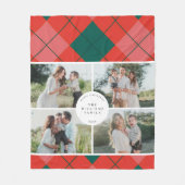 Red and Green Plaid Family Photo Christmas Fleecedecke (Vorderseite)