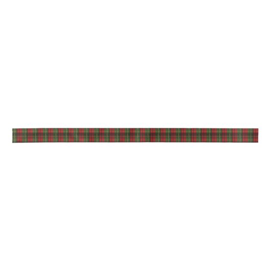 Red And Green Plaid Pattern Classic Christmas Satinband (Vorderseite)