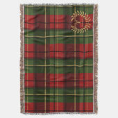 Red And Green Plaid With Monogram Inside A Wreath Decke (Vorderseite Vertikal)