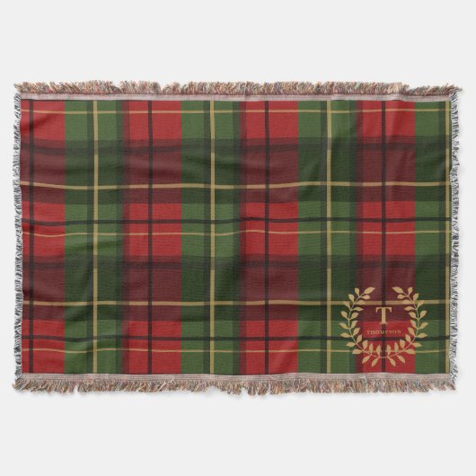 Red And Green Plaid With Monogram Inside A Wreath Decke (Vorderseite)