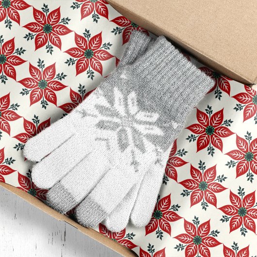 Red and Green Poinsettia Patterns Weihnachten Seidenpapier