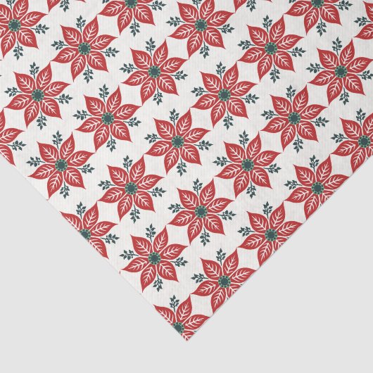 Red and Green Poinsettia Patterns Weihnachten Seidenpapier (Ausschnitt)