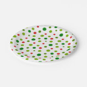 Red and Green Polka Dot Christmas Paper Plate Pappteller (Schrägansicht)