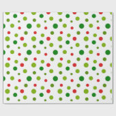 Red and Green Polka Dot Christmas Wrapping Paper Geschenkpapier (Flach)