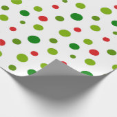 Red and Green Polka Dot Christmas Wrapping Paper Geschenkpapier (Ecke)