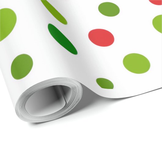 Red and Green Polka Dot Christmas Wrapping Paper Geschenkpapier (Rolleneckpunkt)