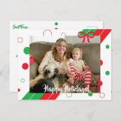 Red and Green Polka Dot Weihnachtsfeiertage Postkarte (Vorne/Hinten)
