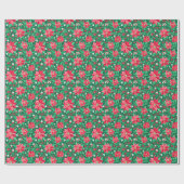 Red and Green Preppy Christmas Poinsettias Geschenkpapier (Flach)