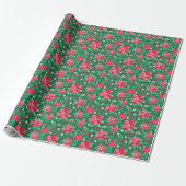 Red and Green Preppy Christmas Poinsettias Geschenkpapier (Ungerollt)