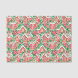 Red and Green Preppy Gingerbread Houses Seidenpapier