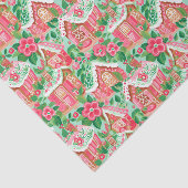 Red and Green Preppy Gingerbread Houses Seidenpapier (Ausschnitt)