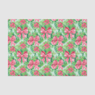Red and Green Preppy Poinsettias & Bows Seidenpapier