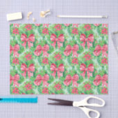 Red and Green Preppy Poinsettias & Bows Seidenpapier (Handwerk)