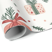 Red and Green Presents Pine Sprigs Christmas Gift  Geschenkpapier (Rolleneckpunkt)