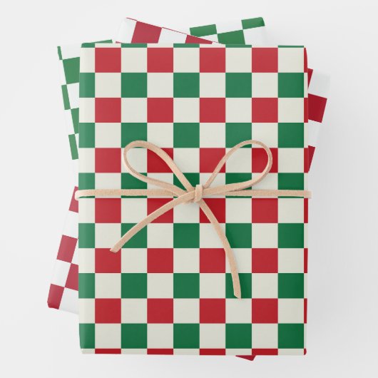 Red and Green Retro Check Geschenkpapier Set (Beispiel)