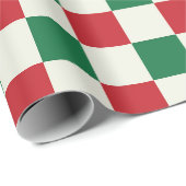 Red and Green Retro Holiday Check Pattern Geschenkpapier (Rolleneckpunkt)