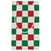 Red and Green Retro Holiday Check Pattern Kleine Geschenktüte (Vorderseite)