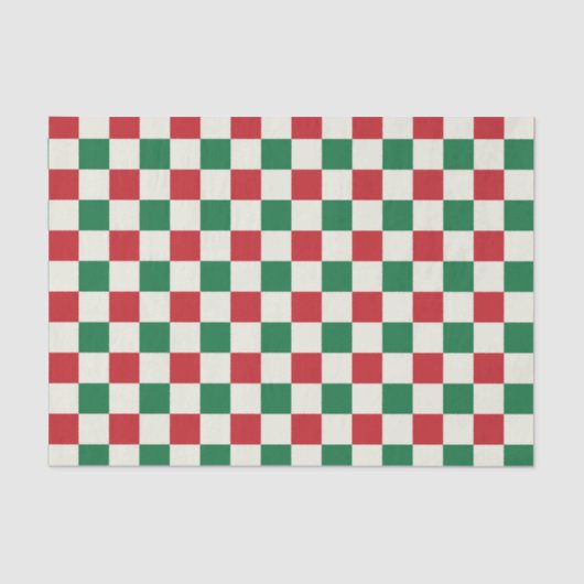 Red and Green Retro Holiday Check Pattern Seidenpapier (Vorderseite)
