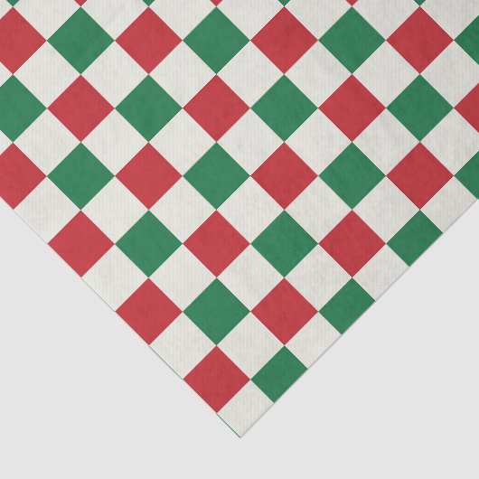 Red and Green Retro Holiday Check Pattern Seidenpapier (Ausschnitt)