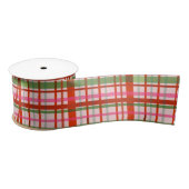 Red and Green Scotland Christmas Tartan Satinband (Spule)