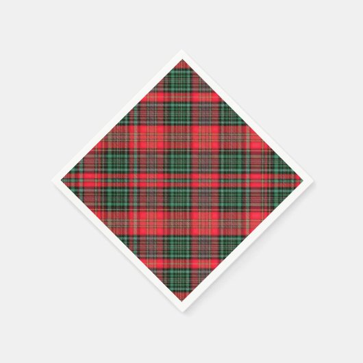 Red and Green Scottish Diagonal Tartan Plaid Serviette (Ecke)