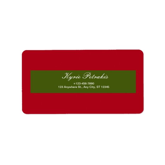 Red and green Simple Personal Return Address Label Adressaufkleber (Vorne)