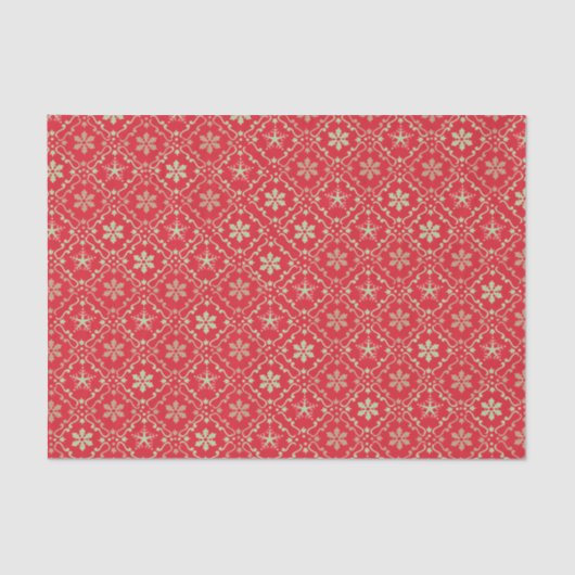 Red and Green Snowflake Muster Weihnachten Seidenpapier (Vorderseite)