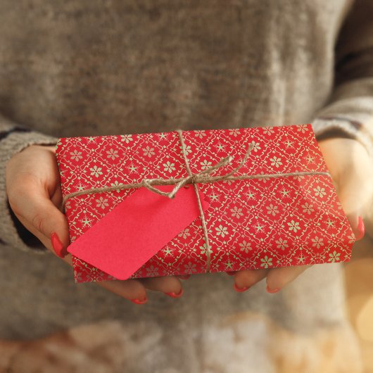 Red and Green Snowflake Muster Weihnachten Seidenpapier