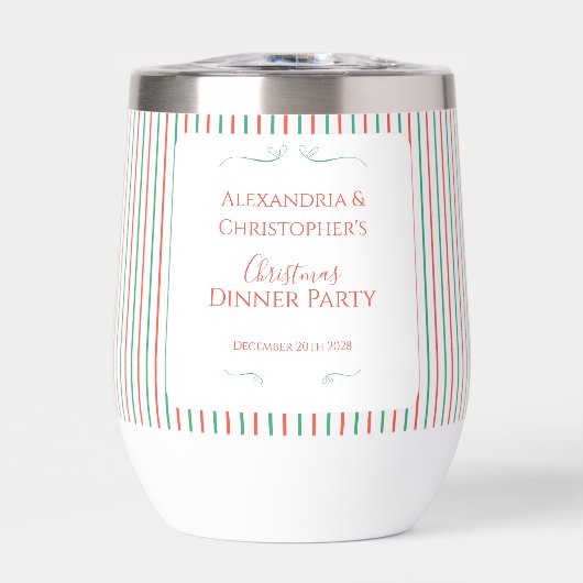 Red and Green Stripe Christmas Dinner Party Favor (Vorderseite)