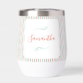 Red and Green Stripe Christmas Dinner Party Favor (Rückseite)