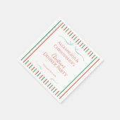 Red and Green Stripe Christmas Dinner Party Serviette (Ecke)
